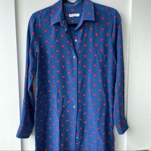 Equipment Hearts Shirt Dress, Silk - Small